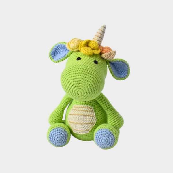 Amigurumi de Dino Unicornio Verde