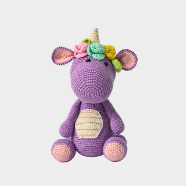 Amigurumi de Dino Unicornio Morado