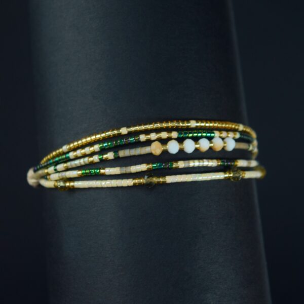 Pulsera Miyuki Quintúples Verde