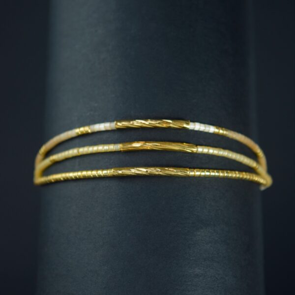 Pulsera Miyuki Triple Mostaza con Tubitos