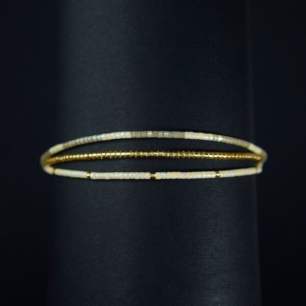 Pulsera Miyuki Triple Crema